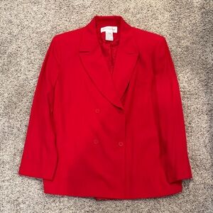 Jones New York Bright Red Double-Breasted Blazer
